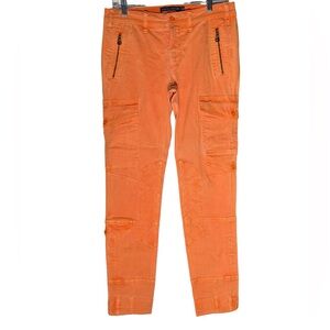 Ralph Lauren Utility Cargo Pants Womens size 8 Orange Designer Zippered Pockets